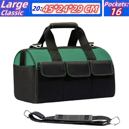 23 Inches Heavy-Duty Waterproof Tool Bag | 1680D Oxford Large Capacity Electrician Storage Tote Wear-Resistant Toolkit