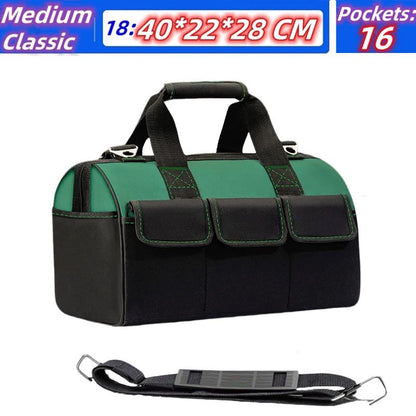 23 Inches Heavy-Duty Waterproof Tool Bag | 1680D Oxford Large Capacity Electrician Storage Tote Wear-Resistant Toolkit