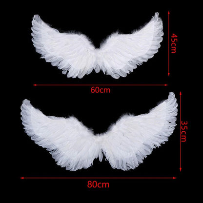 Angel Wings Costume Set with Feather Angel Wings, Halo Headband & Star Wand for Kids and Adults