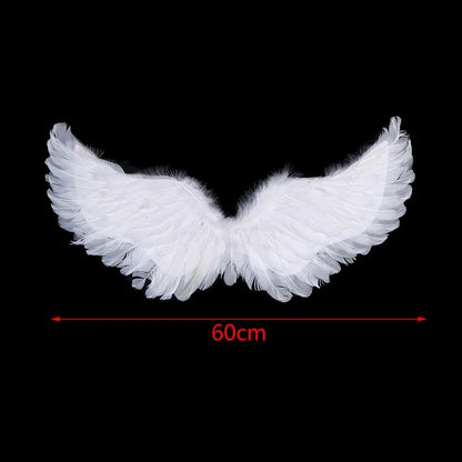 Angel Wings Costume Set with Feather Angel Wings, Halo Headband & Star Wand for Kids and Adults
