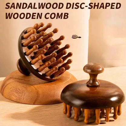 1pc Disc Wooden Scalp & Head Massager – Natural Hair Meridian Massage Comb