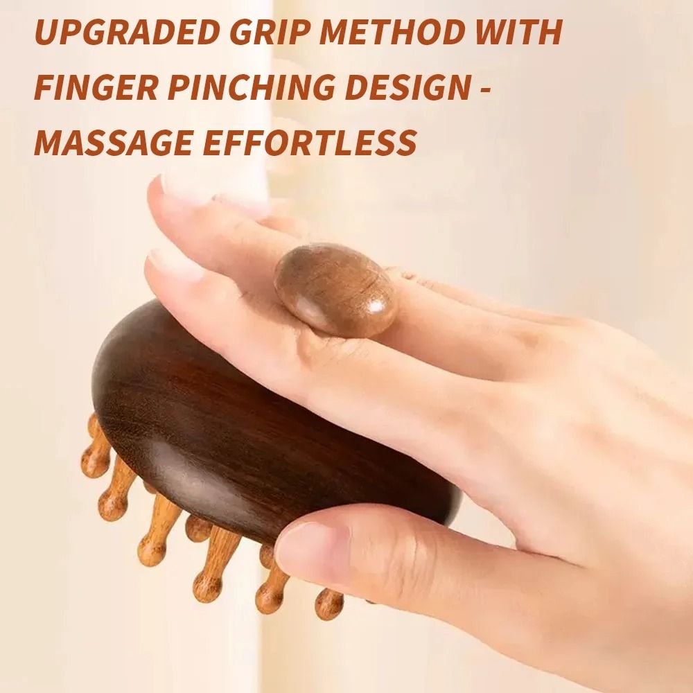 1pc Disc Wooden Scalp & Head Massager – Natural Hair Meridian Massage Comb