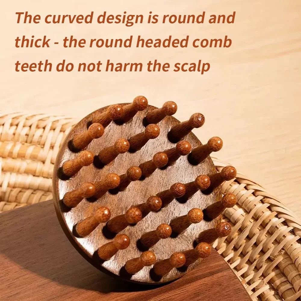 1pc Disc Wooden Scalp & Head Massager – Natural Hair Meridian Massage Comb