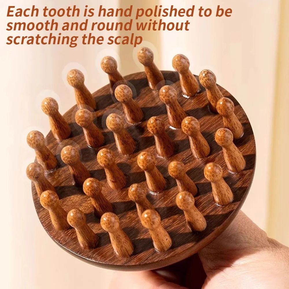 1pc Disc Wooden Scalp & Head Massager – Natural Hair Meridian Massage Comb