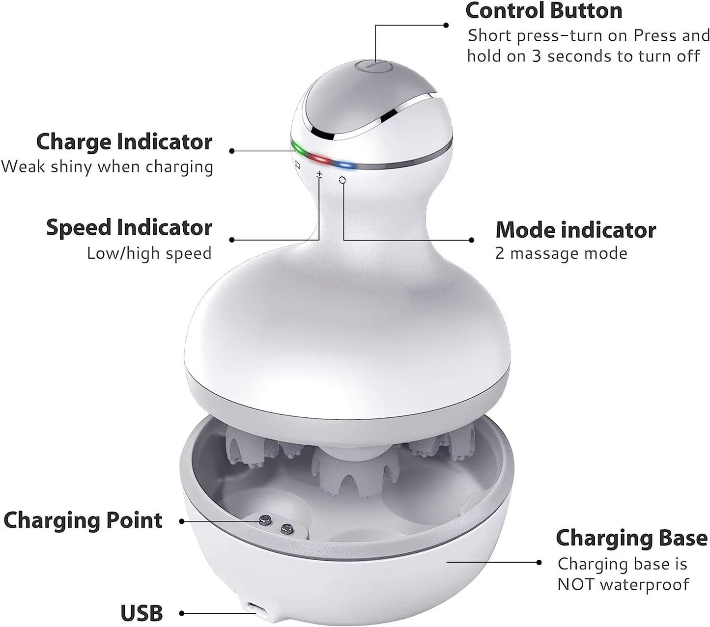 Cordless Electric Scalp Massager for Hair Growth, Deep Clean & Stress Relief