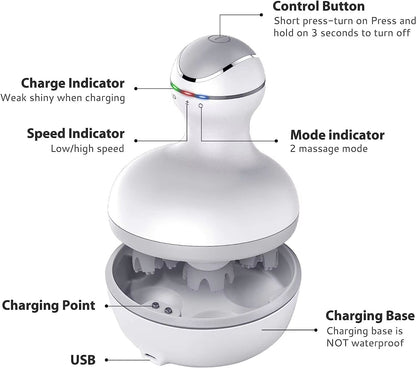 Cordless Electric Scalp Massager for Hair Growth, Deep Clean & Stress Relief