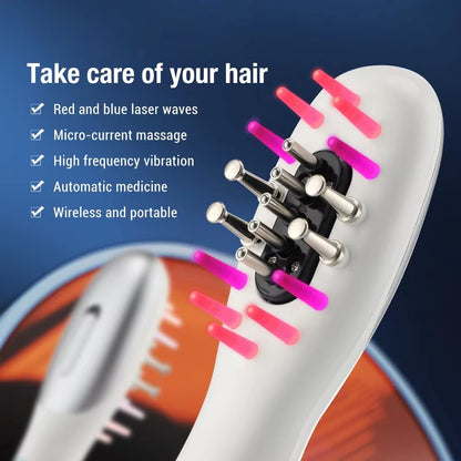 EMS Electric Scalp Massager Comb with LED Light and Hair Oil Applicator for Scalp Care & Hair Growth