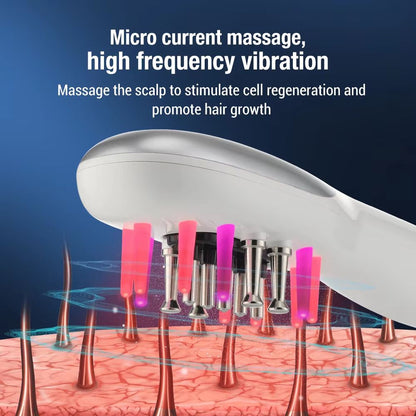 EMS Electric Scalp Massager Comb with LED Light and Hair Oil Applicator for Scalp Care & Hair Growth