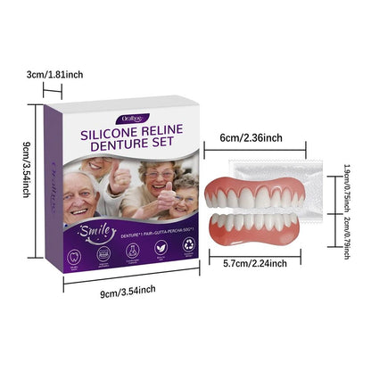 Soft Silicone Denture Set Upper and Lower Comfortable False Teeth