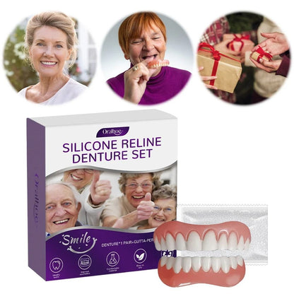 Soft Silicone Denture Set Upper and Lower Comfortable False Teeth