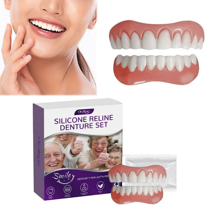Soft Silicone Denture Set Upper and Lower Comfortable False Teeth