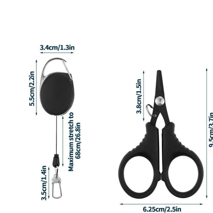 Stainless Steel Braided Line Scissors with Retractable Lanyard – Fast, Clean Fishing Line Cutter for Tackle Boxes