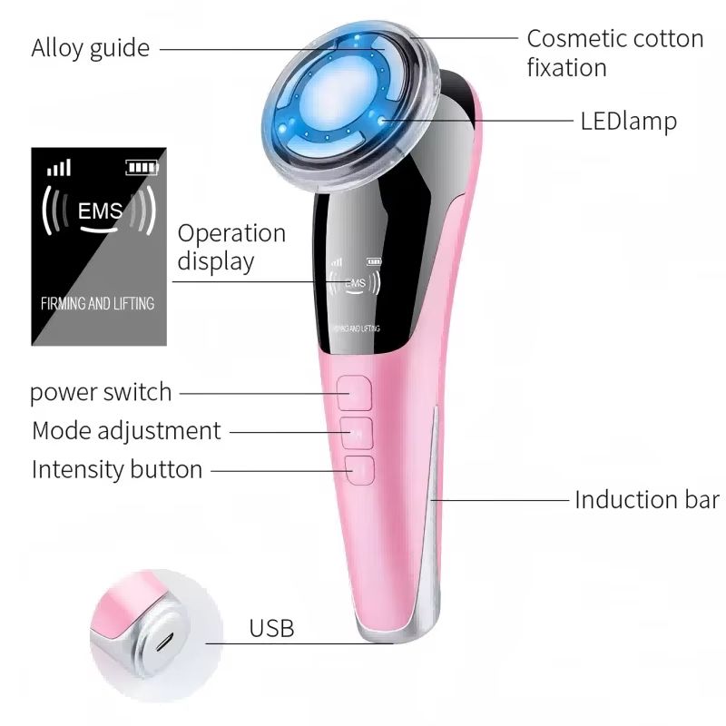 6 in 1 EMS Face Lifting Massager with LED Photon Therapy for Anti Aging and Skin Firming
