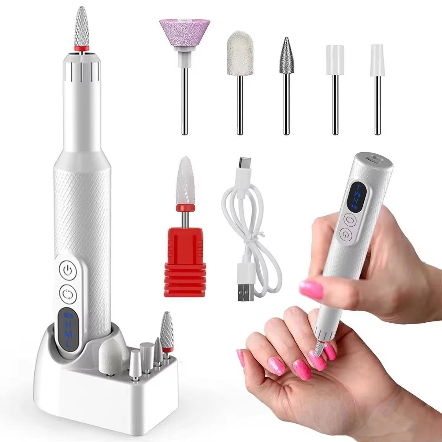 Cordless Electric Nail Drill Kit for Acrylic, Gel & Natural Nails