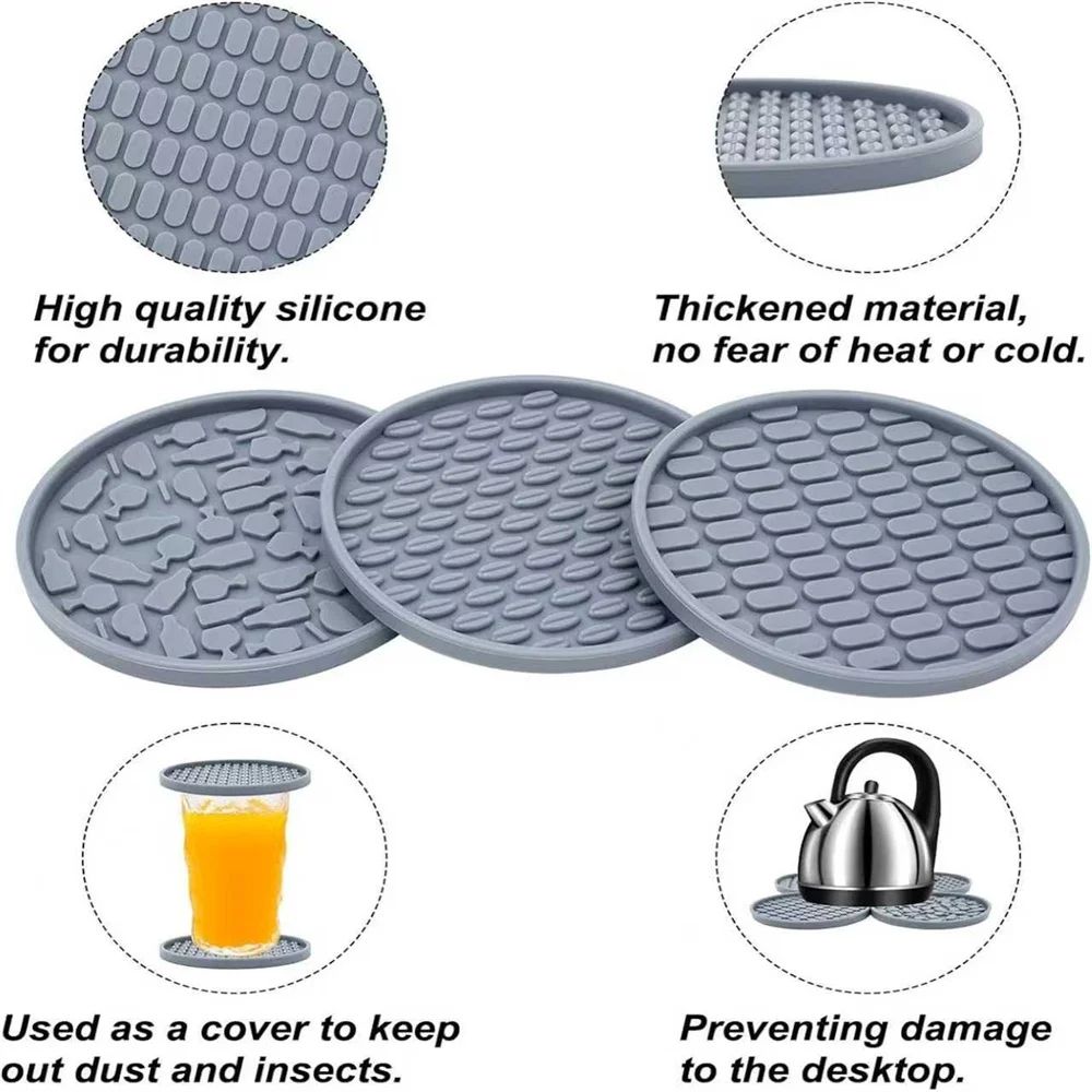 Silicone Coasters with Holder (Set of 6) – Thick, Non-Slip Drink Coasters for Hot & Cold Drinks