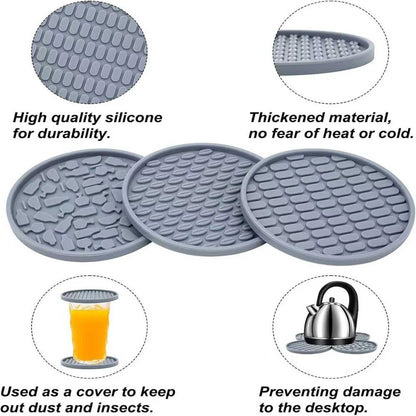 Silicone Coasters with Holder (Set of 6) – Thick, Non-Slip Drink Coasters for Hot & Cold Drinks