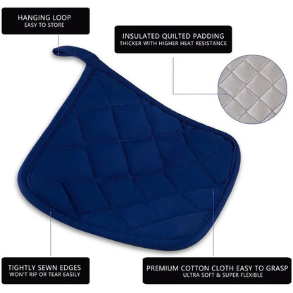 Cotton Heat Resistant Pot Holder & Trivet Pad - Machine Washable Hot Pads for Cooking & Baking