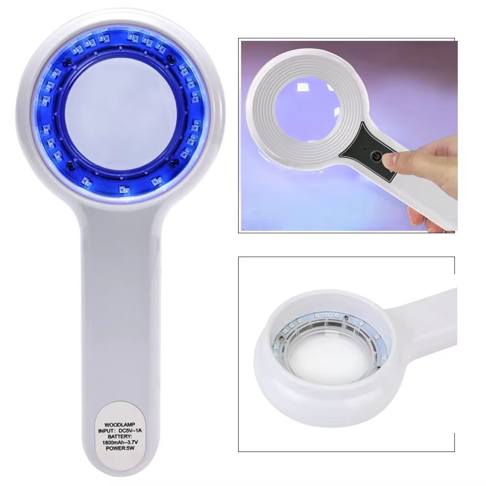 Professional Dermatoscope Skin Medical Magnifier with Wood's Lamp UVA Light for Vitiligo and Skin Analysis