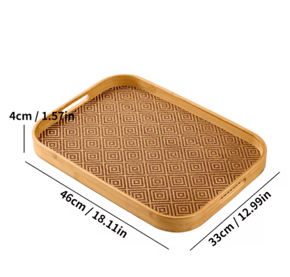 Large Bamboo Serving Tray with Handles Multi Use Home Coffee Table and Outdoor Platter