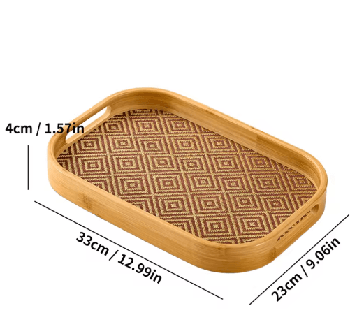 Large Bamboo Serving Tray with Handles Multi Use Home Coffee Table and Outdoor Platter