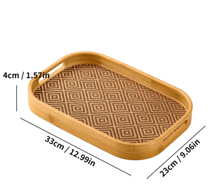 Large Bamboo Serving Tray with Handles Multi Use Home Coffee Table and Outdoor Platter