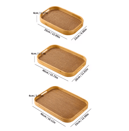 Large Bamboo Serving Tray with Handles Multi Use Home Coffee Table and Outdoor Platter