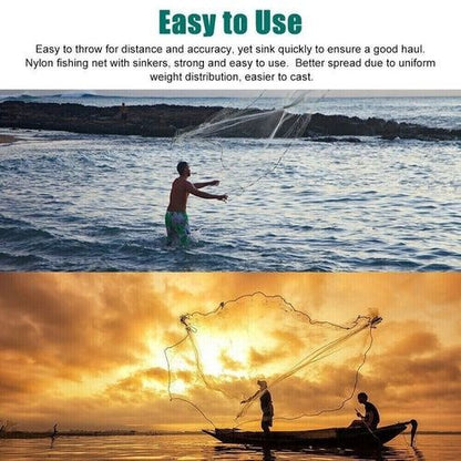 Premium Live Bait Cast Net Easy Throw Durable Nylon Mesh Cast Net Bait for Fishing