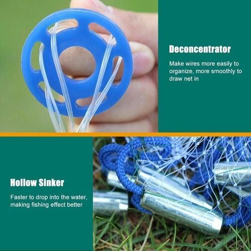 Premium Live Bait Cast Net Easy Throw Durable Nylon Mesh Cast Net Bait for Fishing