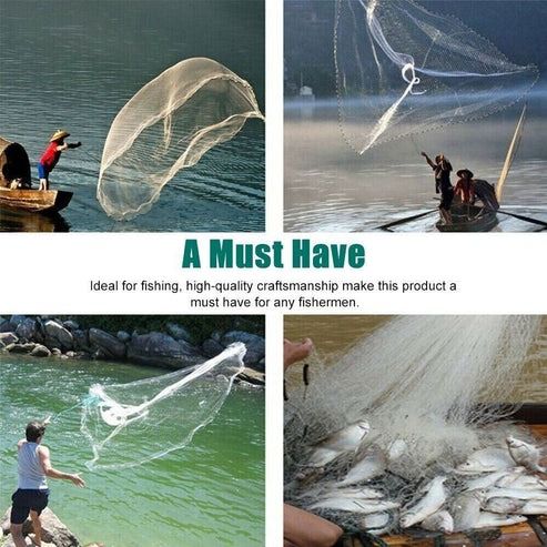 Premium Live Bait Cast Net Easy Throw Durable Nylon Mesh Cast Net Bait for Fishing