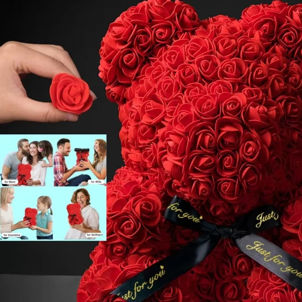 Eternal Rose Teddy Bear for Mom, Anniversary, Birthday & Artificial Decor