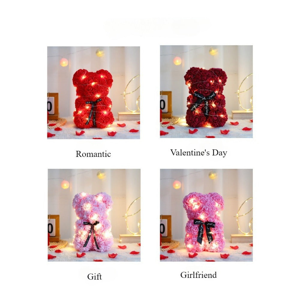 Eternal Rose Teddy Bear for Mom, Anniversary, Birthday & Artificial Decor