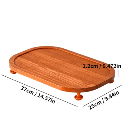Wooden Elevated Riser Tray Set S to L Oval Floating Soap Dish and Jewelry Holder Brown