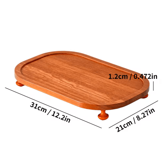 Wooden Elevated Riser Tray Set S to L Oval Floating Soap Dish and Jewelry Holder Brown