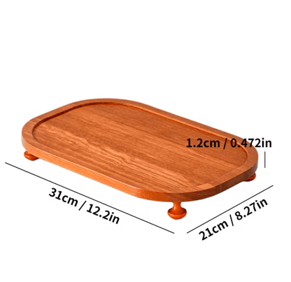 Wooden Elevated Riser Tray Set S to L Oval Floating Soap Dish and Jewelry Holder Brown