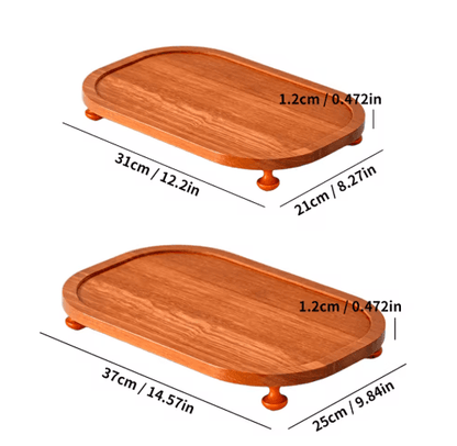 Wooden Elevated Riser Tray Set S to L Oval Floating Soap Dish and Jewelry Holder Brown