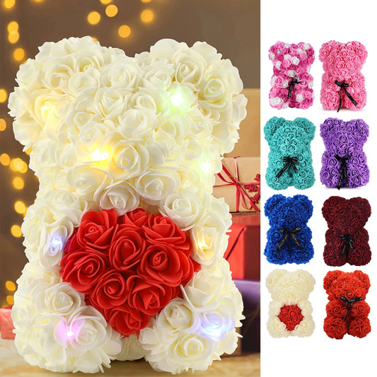 Artificial Rose Teddy Bear for Mothers Day Birthday Valentine's Day Gifts Decorations