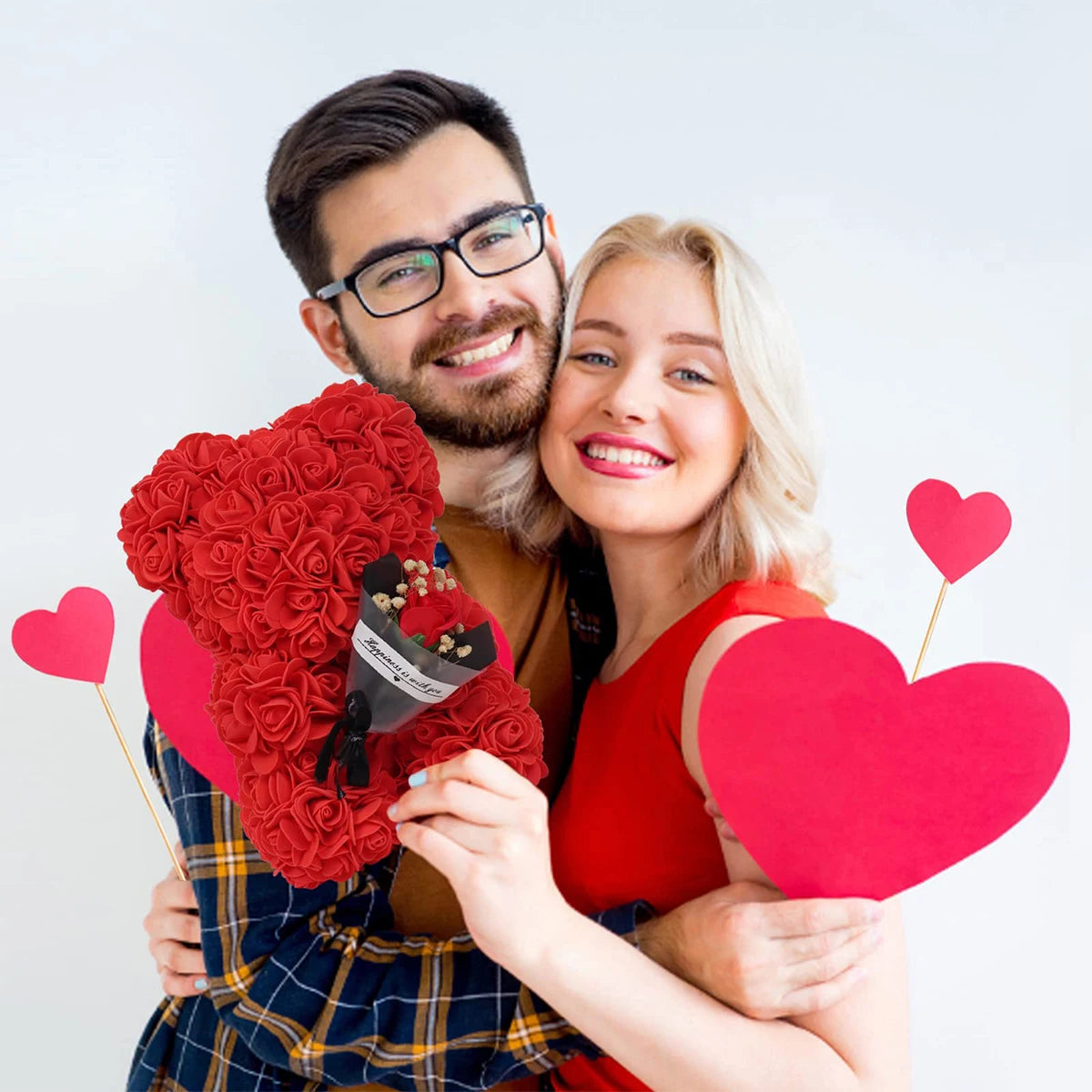 Artificial Rose Teddy Bear for Mothers Day Birthday Valentine's Day Gifts Decorations
