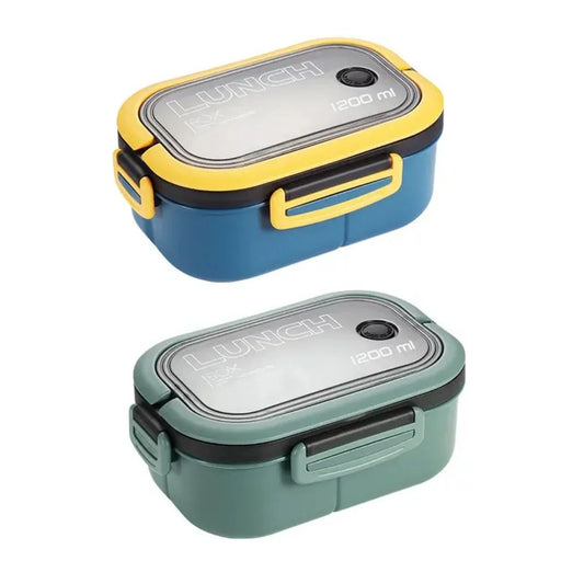 Leak Proof Bento Box for Kids – 2 Layer Kids Lunch Box with Cutlery, Microwave Safe Food Container