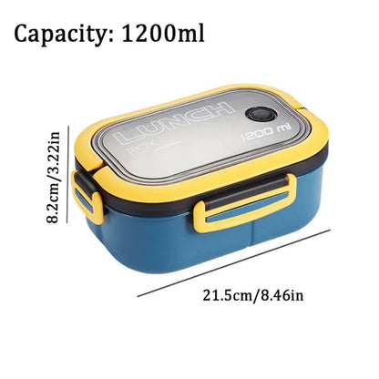 Leak Proof Bento Box for Kids – 2 Layer Kids Lunch Box with Cutlery, Microwave Safe Food Container