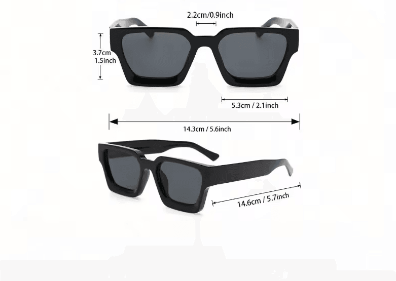Unisex Square Frame Fashion Sunglasses Stylish Plastic Shades for Beach, Driving, Street Photography