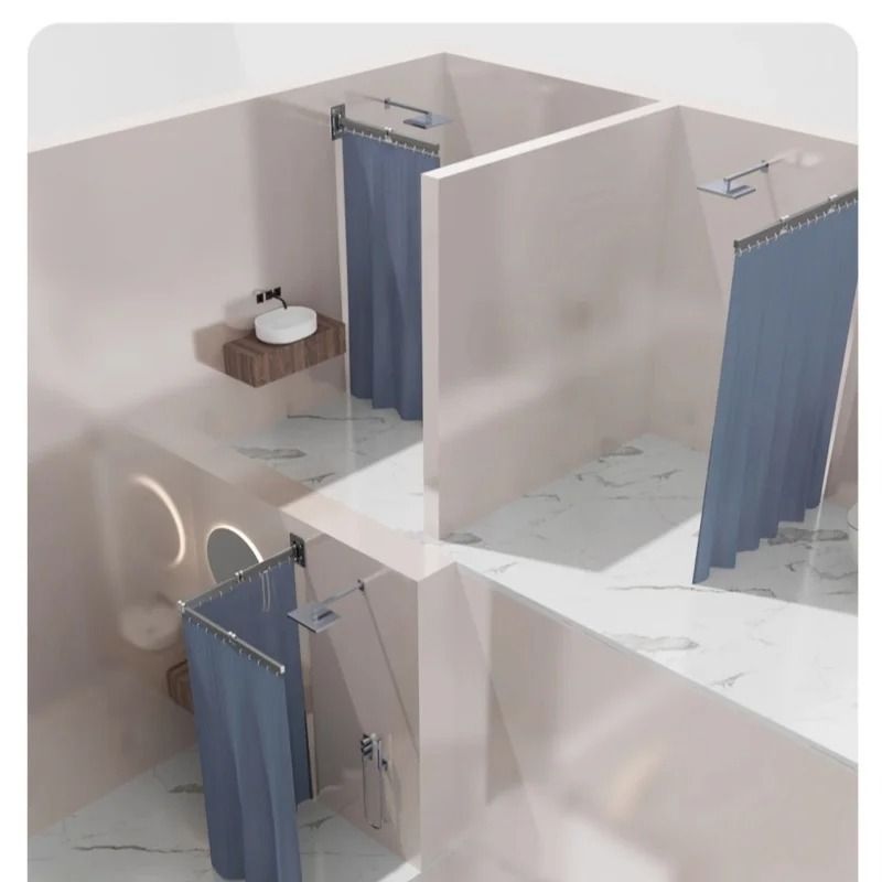 Invisible Folding Shower Partition and Waterproof Curtain Set