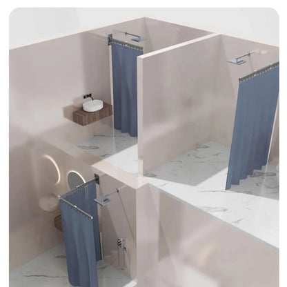 Invisible Folding Shower Partition and Waterproof Curtain Set