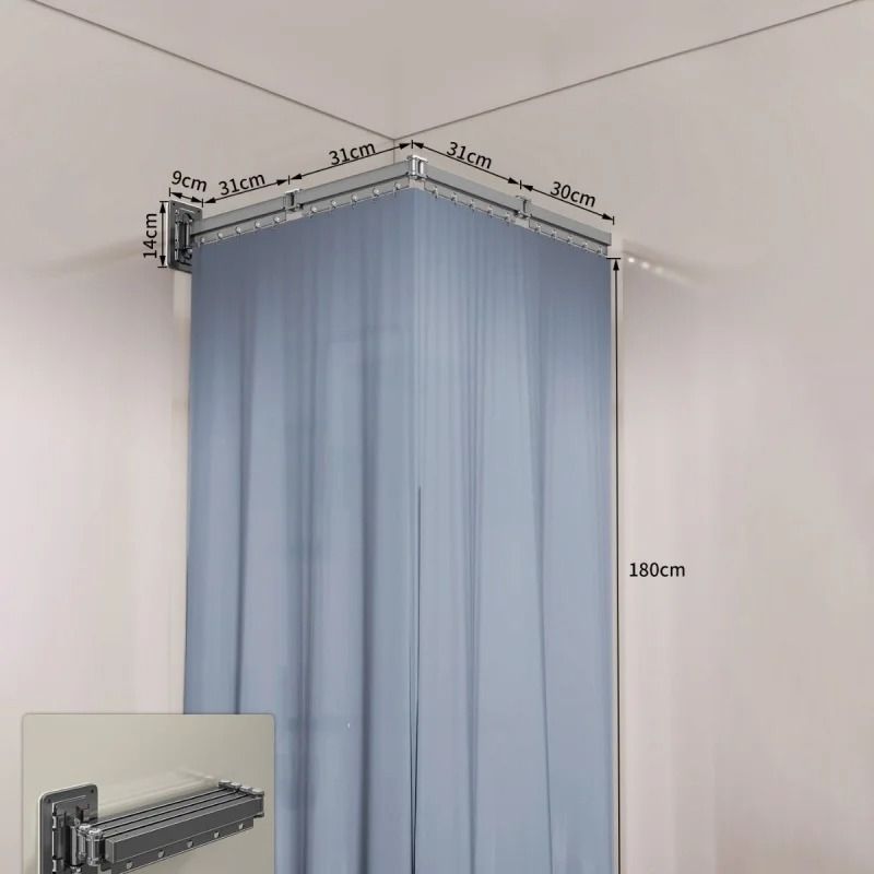 Invisible Folding Shower Partition and Waterproof Curtain Set