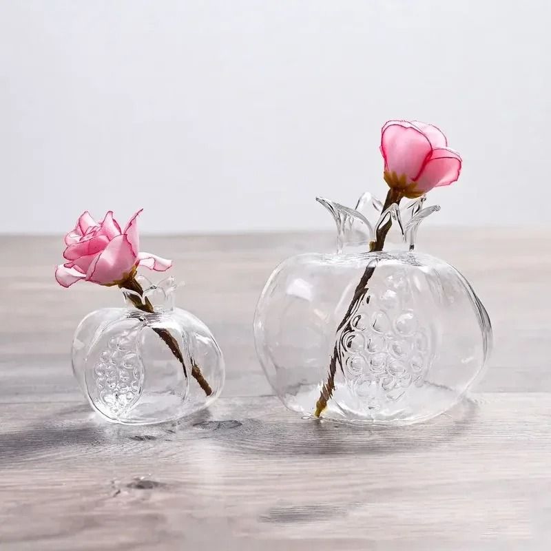 Mini Pomegranate Glass Hydroponic Vase and Desktop Planter