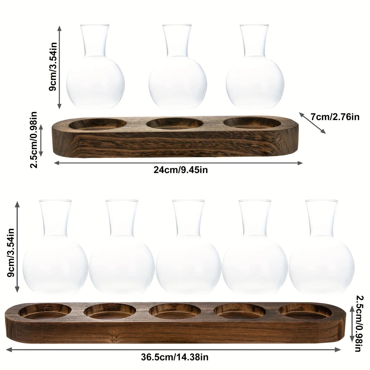 Modern Plant Terrarium Glass Vase with Wooden Tray