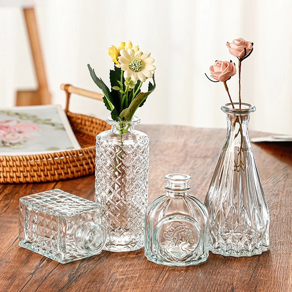 Vintage French Clear Glass Tabletop Flower Pitcher