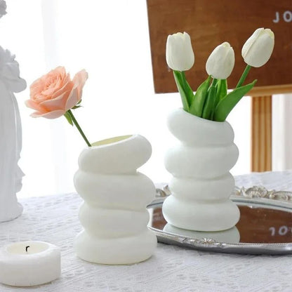Nordic Spiral White Creative Flower Arrangement Vase