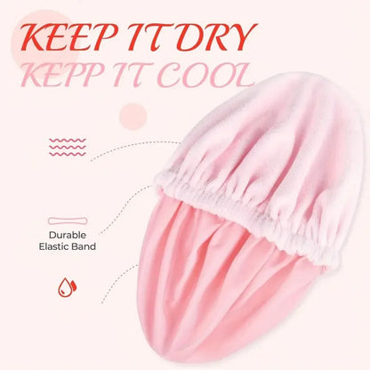 Waterproof Shower Cap with Microfiber Drying Lining – Satin Shower Cap for Dry, Frizz-Free Hair