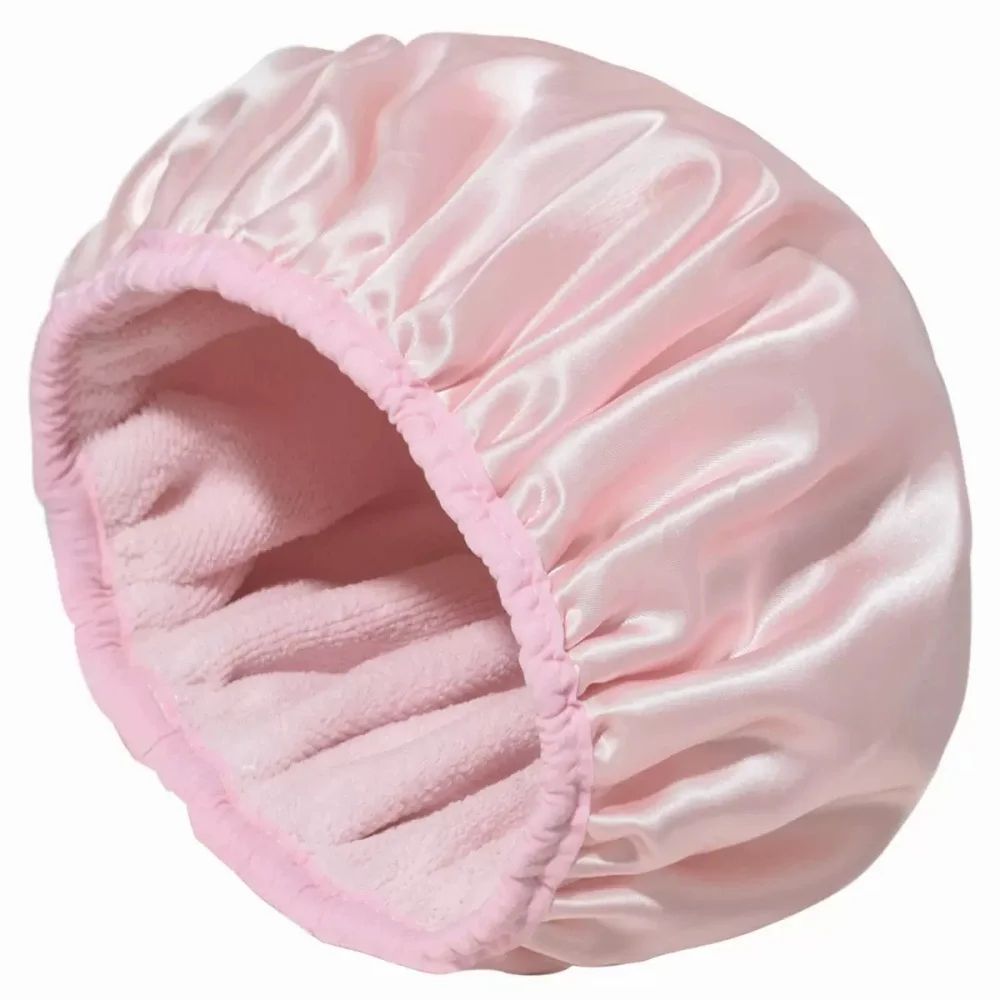 Waterproof Shower Cap with Microfiber Drying Lining – Satin Shower Cap for Dry, Frizz-Free Hair