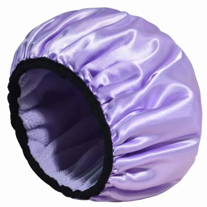 Waterproof Shower Cap with Microfiber Drying Lining – Satin Shower Cap for Dry, Frizz-Free Hair